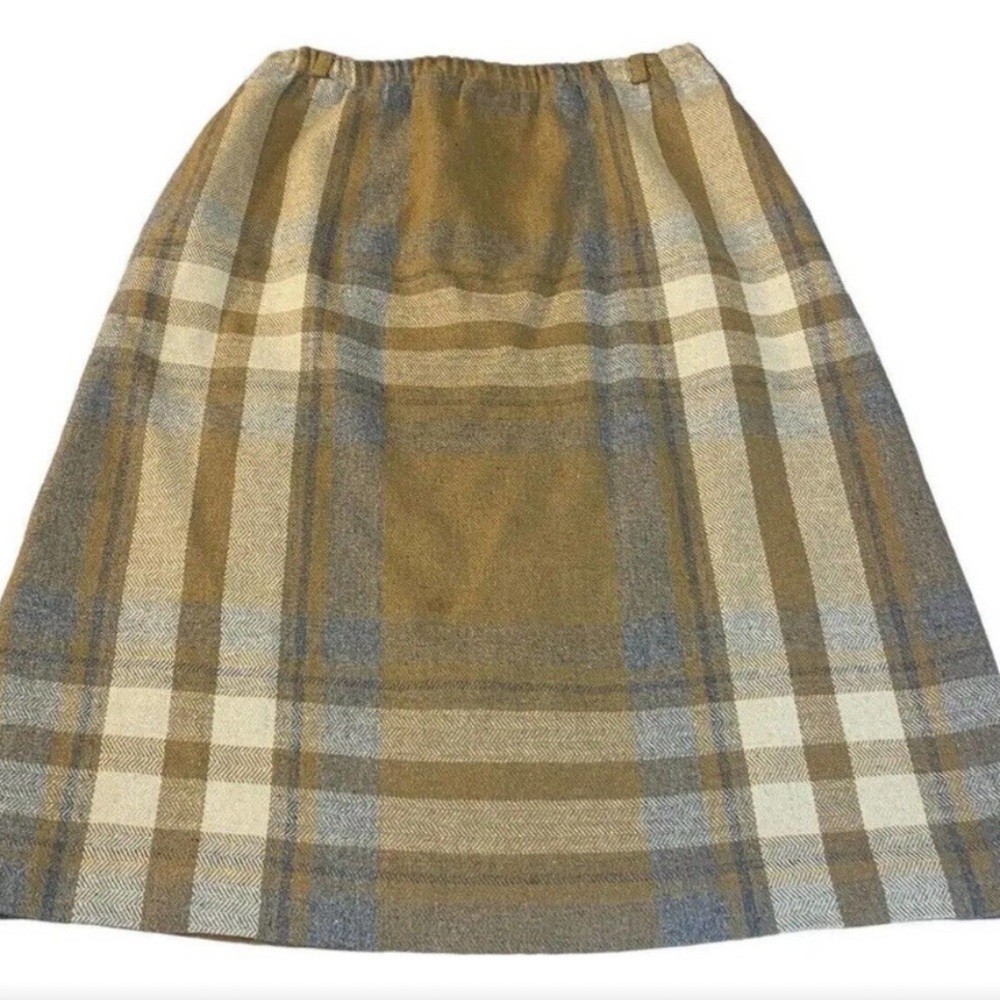 Plaid Silk Lined boot Skirt in Brown and Tan